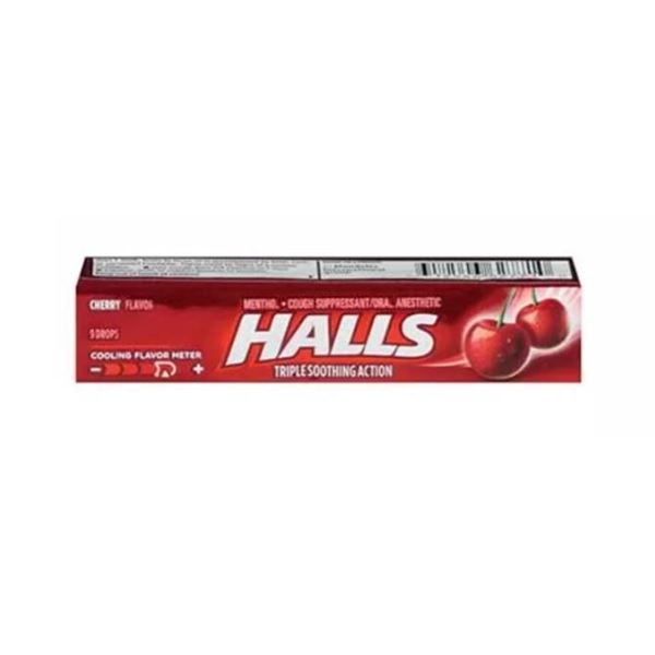 Halls Cherry Flavour Throat Lozenges 17 Packs x 9 Pieces Each