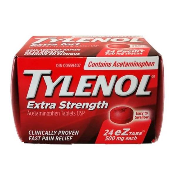 Lot of 2 – Tylenol Extra Strength Acetaminophen Tablets, 24 Count Each