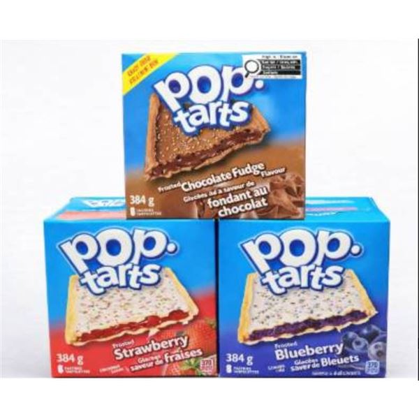 Lot of 3 Kellogg’s Pop Tarts in Various Flavors, 384g Each