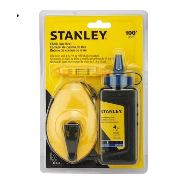 Stanley Chalk Line Reel And Chalk Combo, 100 ft, 30 m