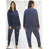 Image 1 : Nautica XL Women’s Two-Piece Sleepwear Set in Navy and Patterned Print