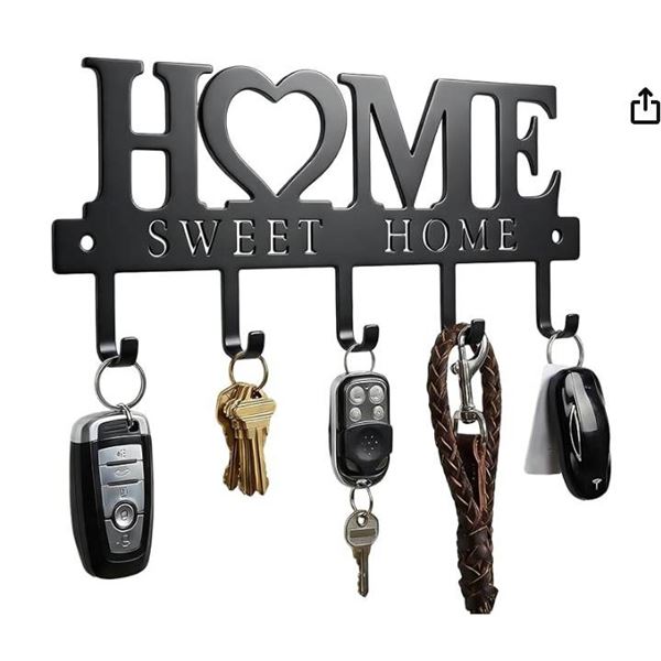 Metal Wall-Mounted Home Sweet Home Key Hook Rack