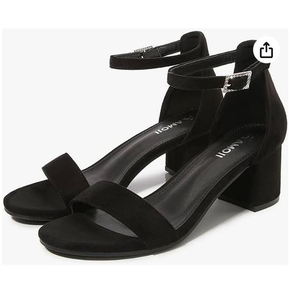 AMOJI Women Low Heel Chunky Pump Ankle Strap Heeled Sandals 301 Size 6 – 6.5