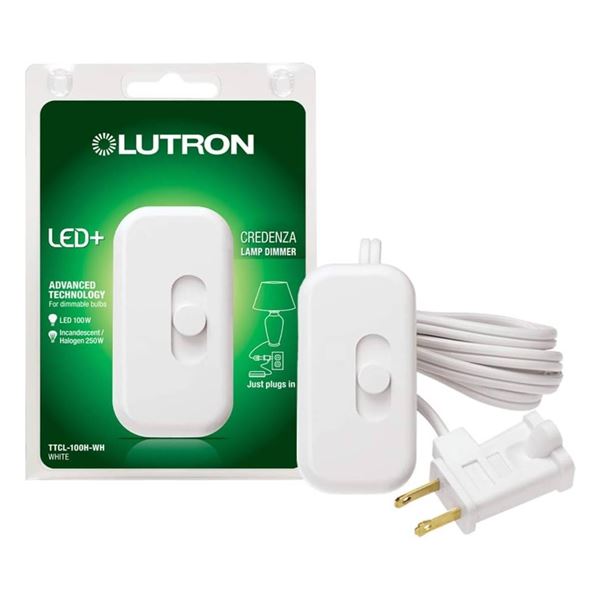 Lutron TTCL-100H-WH Credenza Dimmable CFL/LED Dimmer, White