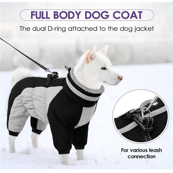 Dog Coat with Reflective Straps and Zipper Closure, Size M