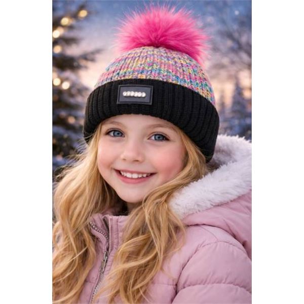 Billie’s Kollection LED Toque for Kids/Youth with Rainbow Knit and Black Cuff