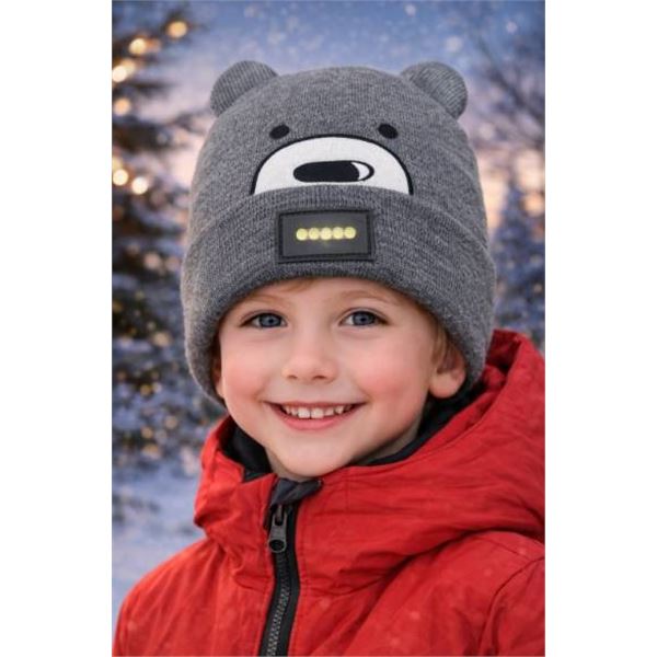 Billie’s Kollection LED Toque for Kids/Youth with Bear Design