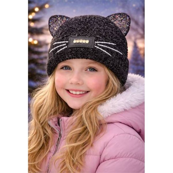 Billie’s Kollection LED Toque with Cat Ears and Embellishments for Kids/Youth