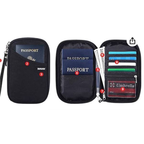 DEFWAY Passport Holder Travel Wallet – Waterproof RFID Blocking Credit Card Organizer Trave