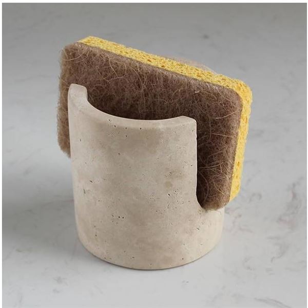 Natural Marble Sponge Holder for Kitchen Counter, Drying Rack, Sponge Caddy for Sink Organizer (Beig