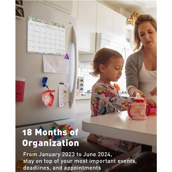 Sweetzer & Orange S O Floral Magnetic 18 Month Fridge Calendar for Easy Planning – Tear-Off