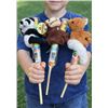 Image 1 : Lot of 3 Plush Animal Toys with Attached Rainbow Candy Lollipop