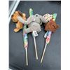 Image 2 : Lot of 3 Plush Animal Toys with Attached Rainbow Candy Lollipop