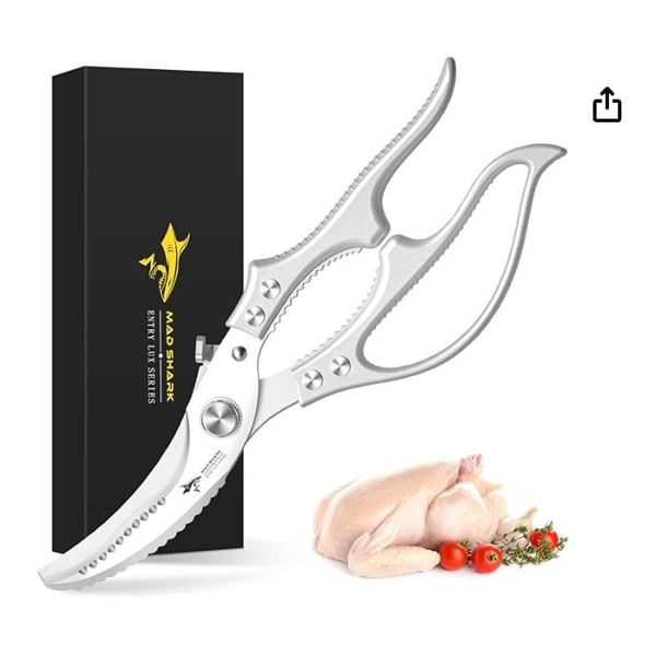 MAD SHARK Heavy Duty Poultry Shears, Kitchen Shears with Non-Slip Handle & Safety Lock, All Purpose 