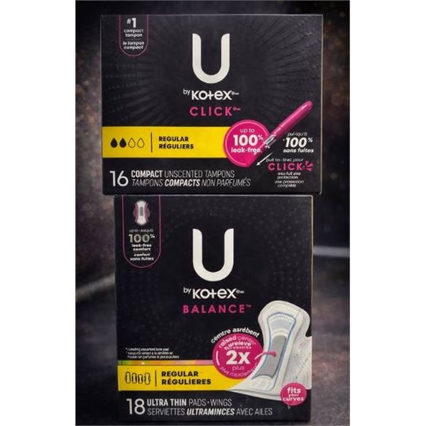 U By Kotex Click Tampons and Balance Pads – Regular Absorbency