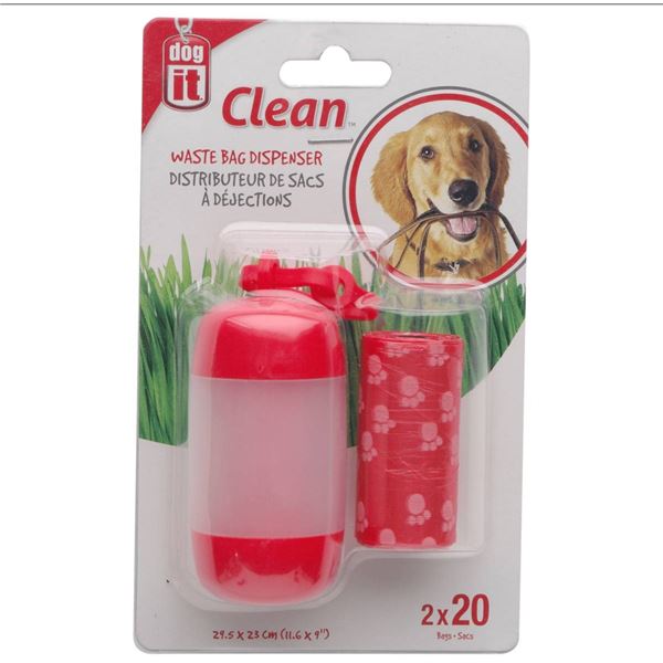 Lot of 3 – Dog It Clean Waste Bag Dispenser With 2 Rolls x 20