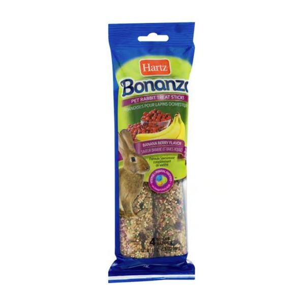 Lot of 4 – Hartz Bonanza Pet Rabbit Treat Sticks, Banana Berry Flavor, 4 Count
