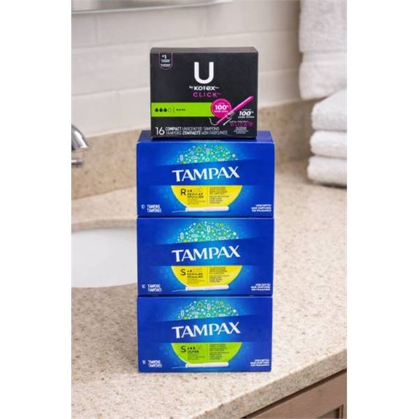 Tampax and U by Kotex Tampons – Various Absorbencies – Lot of 46