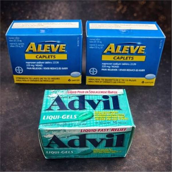 Aleve Caplets and Advil Liqui-Gels 3-Pack Pain Reliever Lot