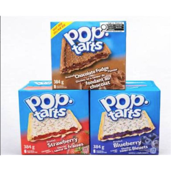 Lot of 3 Kellogg’s Pop Tarts in Various Flavors, 384g Each
