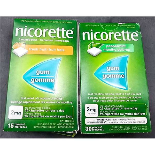 Nicorette 2mg Gum, Fresh Fruit and Peppermint, 45 Pieces Total