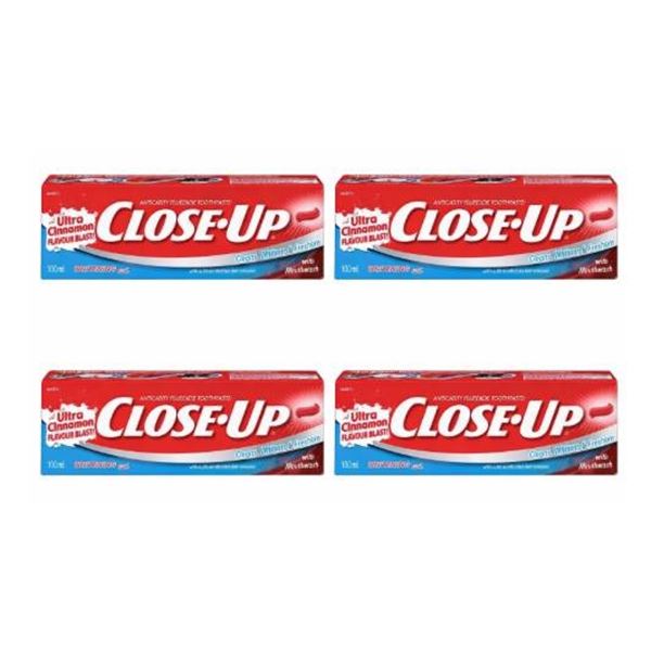Close-Up Ultra Cinnamon Flavour Blast Toothpaste 100 mL – Lot of 4 Tubes