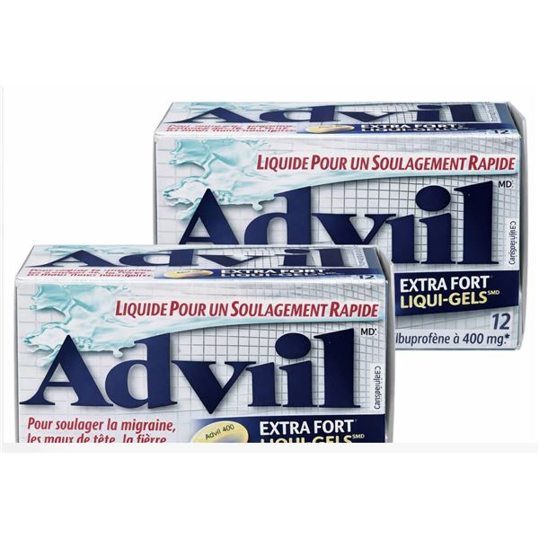 Advil Extra Strength Liqui-Gels 400mg, 12 Capsules, Two Packs
