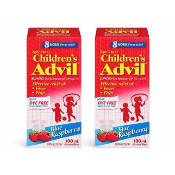 Children’s Advil Ibuprofen, Blue Raspberry, Ages 2-12, 2X100ML