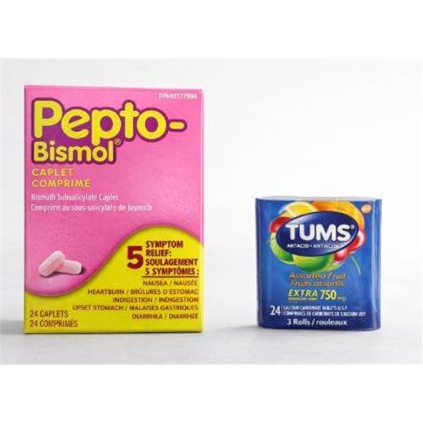 Pepto-Bismol Caplets and Tums Extra Strength Tablets Bundle