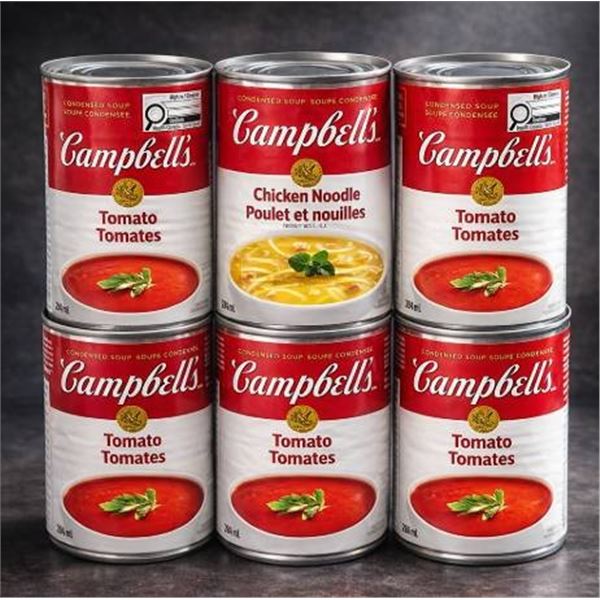6 Campbell’s Tomato and Chicken Noodle Soup Cans 540ml Each