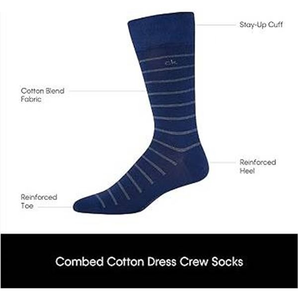 6 PAIR Calvin Klein Men’s Comfort Dress Crew Socks, Size 7-12