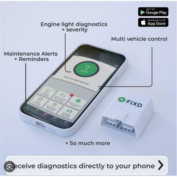 FIXD OBD-II Car Diagnostic Sensor Compatible with Android and iOS
