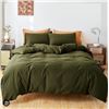 Image 1 : Fansuive Washed Cotton Olive Green Queen Duvet Cover & 2 PILLOW SHAMS