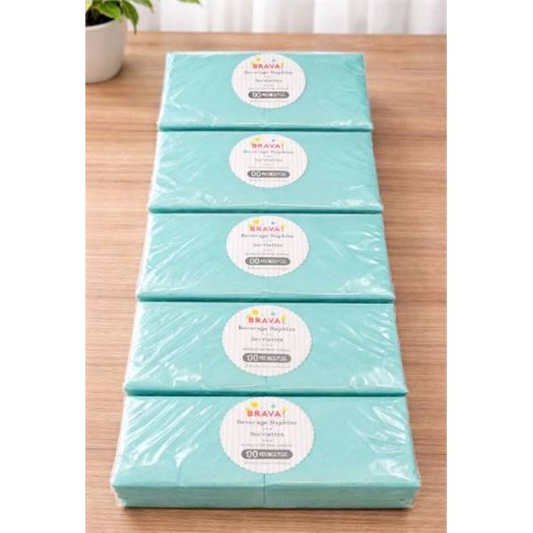 Brava Beverage Napkins, 2-Ply, 100 Pieces per Pack, Lot of 4 Packs