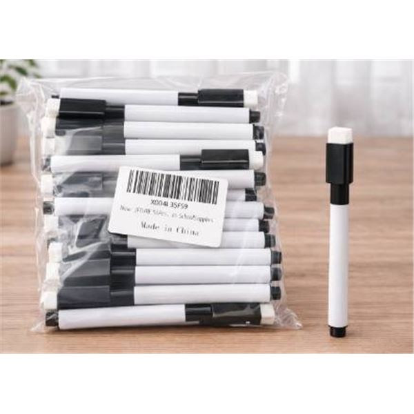 50 Black Whiteboard Markers with Eraser Caps