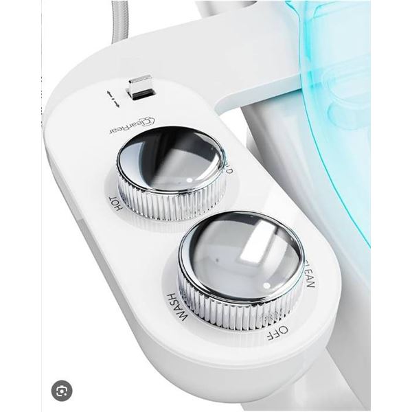 Clear Rear Bidet Attachment for Toilet with Dual Self-Cleaning Nozzles
