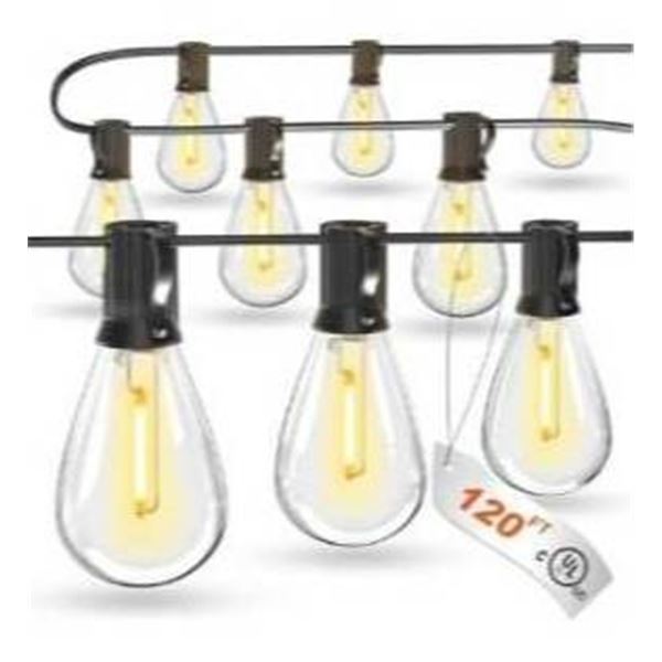 LuckyStyle 120FT Outdoor LED String Lights With Shatterproof Bulbs