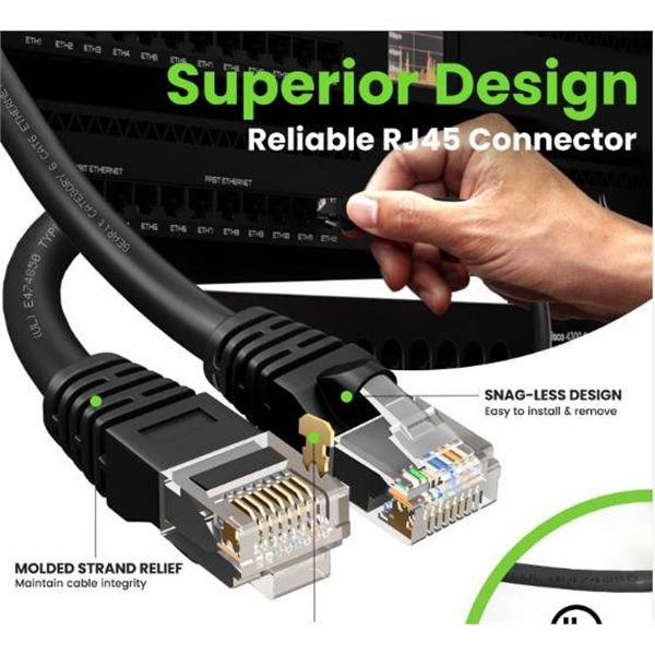 CableGeeker X004KRMKH1 Patch Cable, 3 Feet Black-24pack