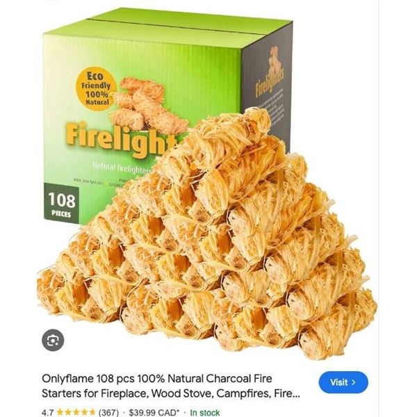 Onlyflame Firelighters, 108 Pieces, Eco-Friendly Natural Material