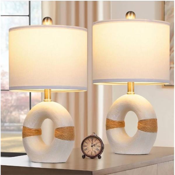 Set of 2 – Cinkeda small rattan table lamp