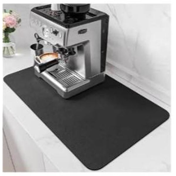 PoYang 24×16 Inch Coffee Mat for Countertop and Espresso Makers, Black