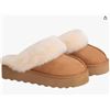 Image 1 : Kirkland Ladies’ Shearling Platform Slipper, Size 8, Tan