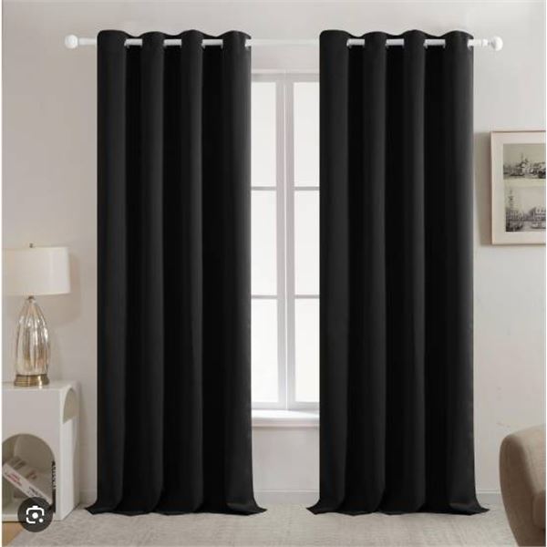 Deconovo 1Black Curtain Panel, 52 x 84 Inches-2pack