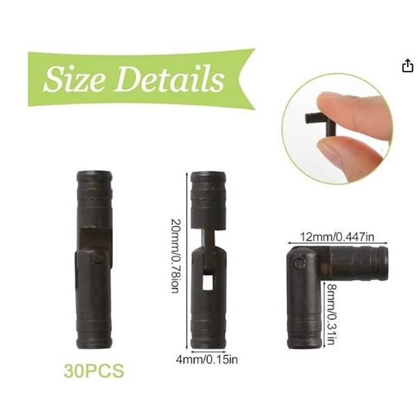 UFURMATE Barrel Hinges 30 Pieces Black Brass Cylindrical Hinges M4 x 20mm