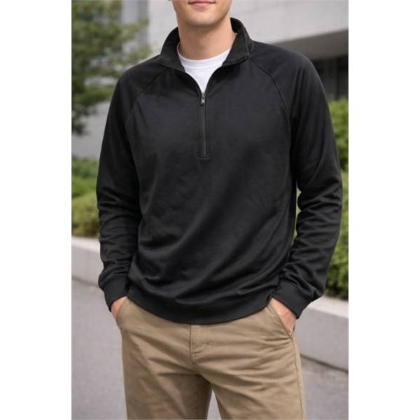 Greg Norman Men’s Long Sleeve Golf Pullover, Size Large, Black