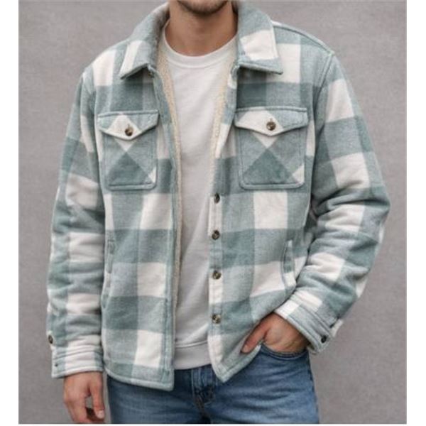 Sage Collective L/G Button-Up Plaid Jacket with Sherpa Lining