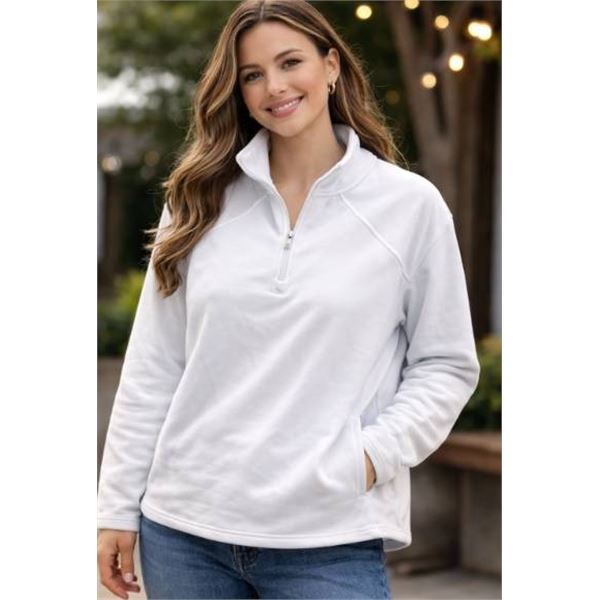 Mondetta XL/TTG Quarter-Zip Fleece Pullover in Light Gray