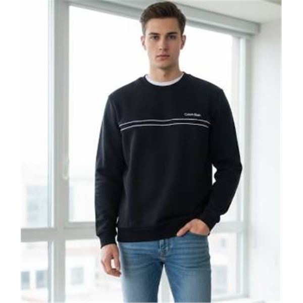 Calvin Klein L/G Long-Sleeve Pullover Sweatshirt, Black