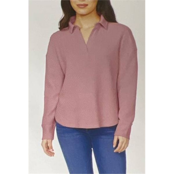 Buffalo David Bitton Pink Long-Sleeve Waffle-Knit Shirt, Size Medium