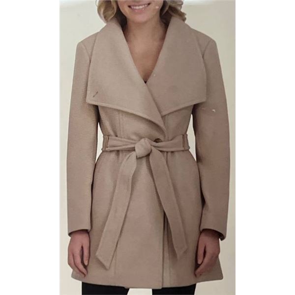 DKNY Women’s L/G Belted Coat in Beige